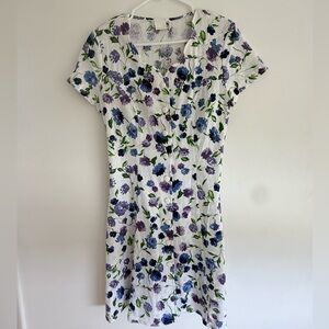 Vintage “Rosemead Blvd.” Button-Front Floral Dress with Scalloped Collar